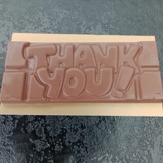 Wenskaart in melkchocolade "Thank You"